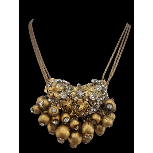 Spectacular Dazzling Dimensional Rhinestone Metal and Filigree Necklace Attribut - Picture 1 of 9